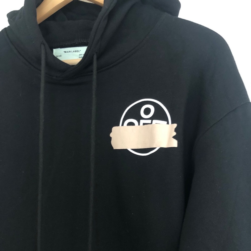 OFF-WHITE Tape Diag Arrows Hoodie Black/Beige - Picture 8 of 8
